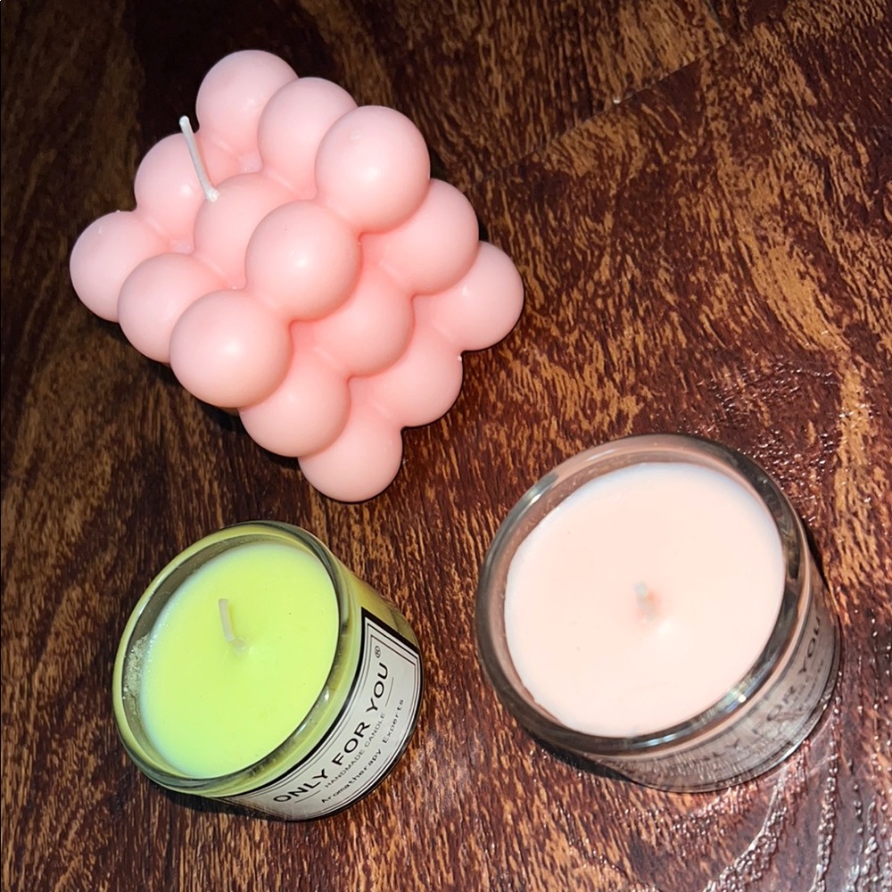 Pink Bubble Candle and Two Scented Candles
